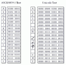 Ukázka dvoubytového kódování standardu Unicode